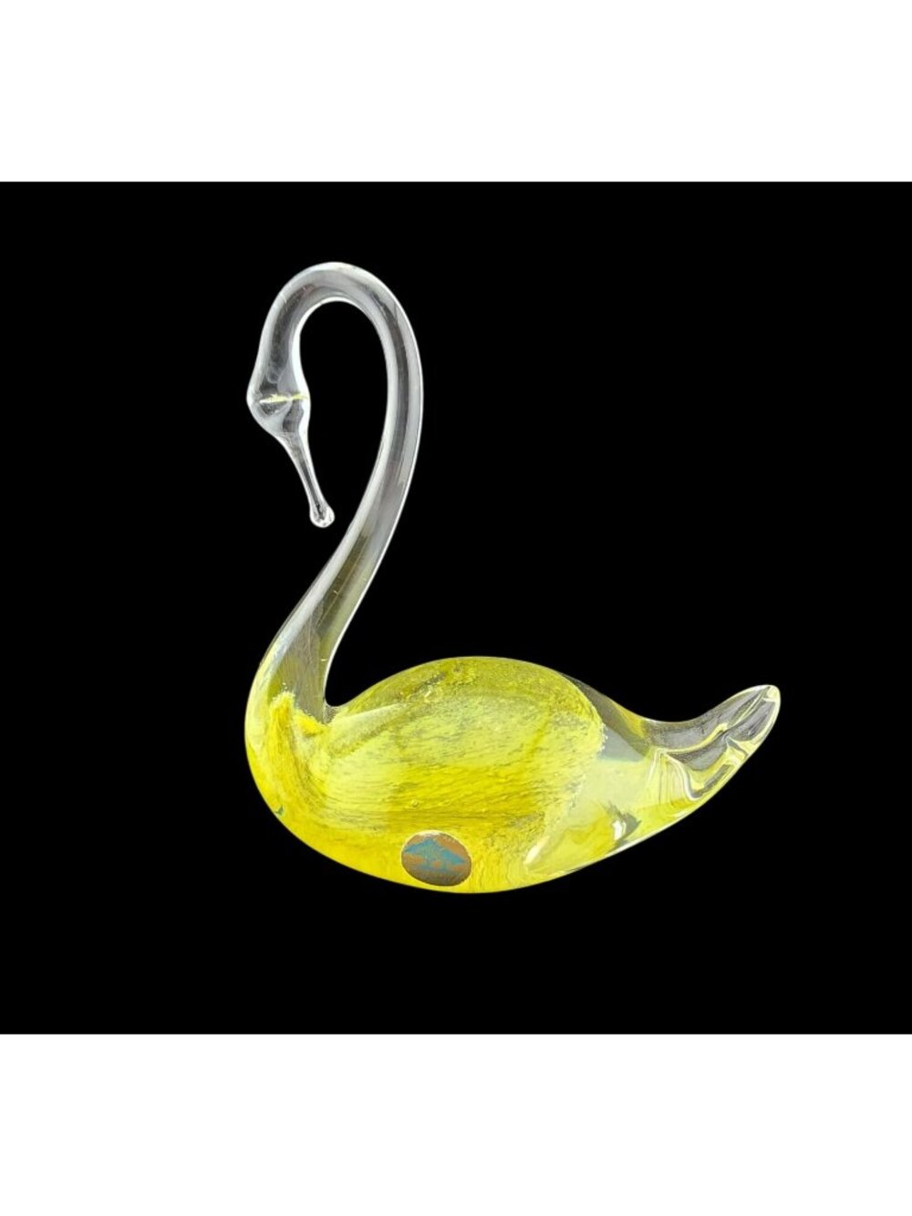 Ekenas Sweden Yellow Art Glass Swan Figurine Handblown Elegant Collectible - Picture 3 of 15